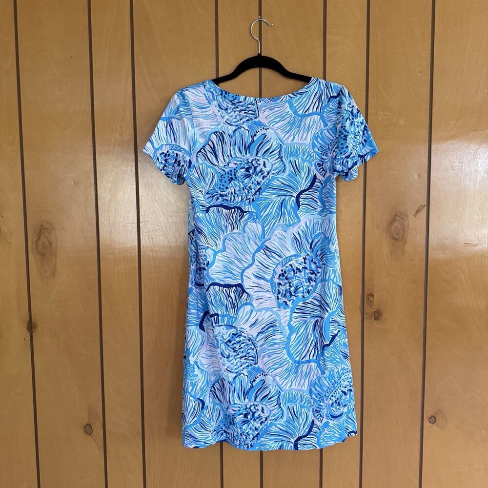Lilly Pulitzer Cody Short Sleeve Swing Dress Blue Fishful Thinking Small Cotton - Picture 3 of 11
